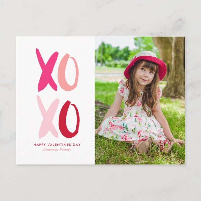 "XOXO" Valentines Day Photo Holiday Postcard (Front)