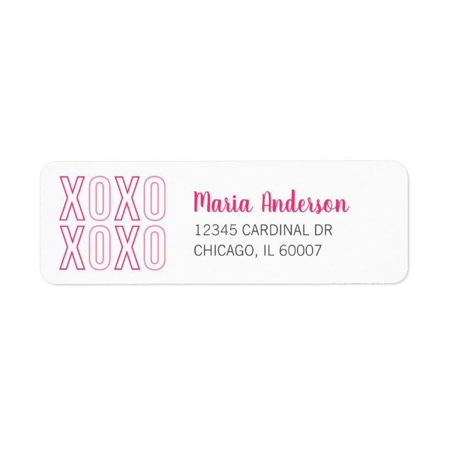 XOXO Valentine's Day Pink Return Address Label (Front)