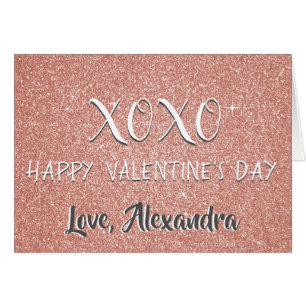 XOXO Valentine's Day Pink Rose Gold Sparkle