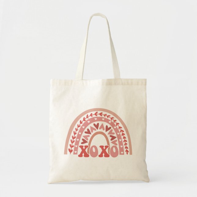 XOXO Valentine's Day Rainbow Tote Bag (Front)