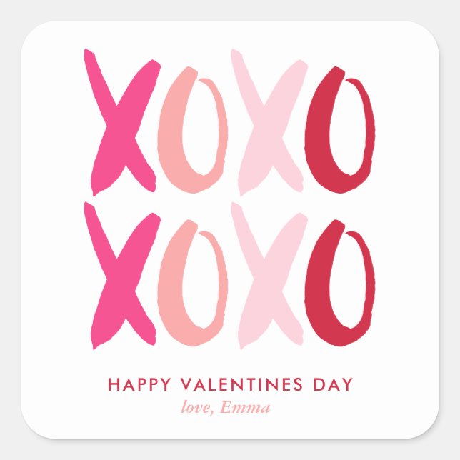 "XOXO" Valentines Day Square Sticker (Front)