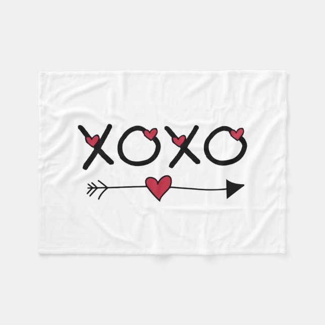 XOXO Valentines Fleece Blanket (Front (Horizontal))