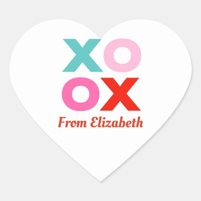 XOXO Valentines Heart Sticker (Front)
