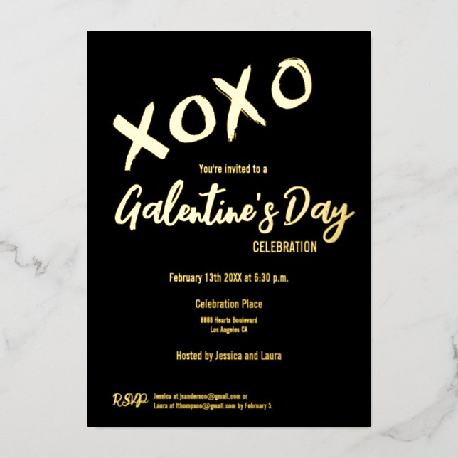 XOXO Valentines Party Galentine's Day Friends Foil Foil Holiday Card (Front)