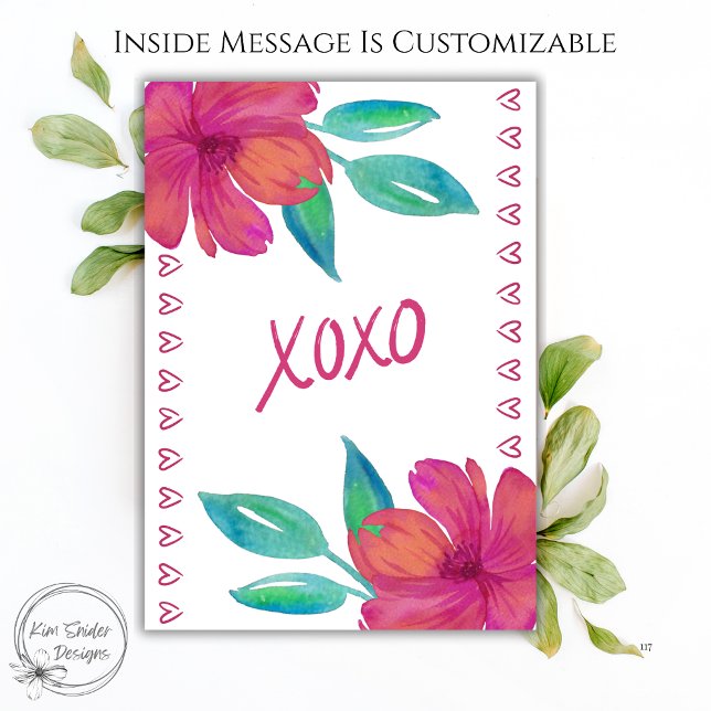 XOXO Watercolor Florals Valentine’s Day Card (Creator Uploaded)