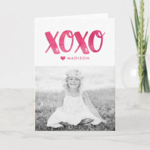 XOXO Watercolor Folded Valentine's Day Photo Card