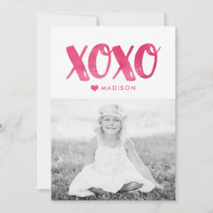 XOXO Watercolor Valentine's Day Photo Card