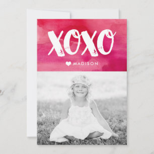 XOXO Watercolor Valentine's Day Photo Card