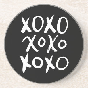 XOXO White Brush Script Coaster