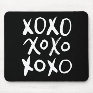XOXO   White Brush Script Mouse Mat