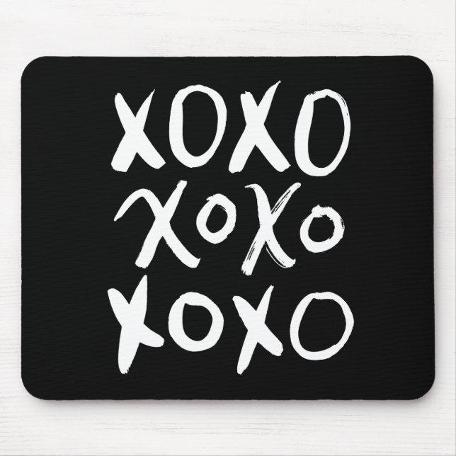 XOXO | White Brush Script Mouse Mat (Front)
