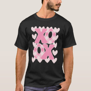 XoXo XoXo Valentine's Day Love Vibes Retro Checked T-Shirt