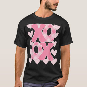 XoXo XoXo Valentine's Day Love Vibes Retro Checked T-Shirt