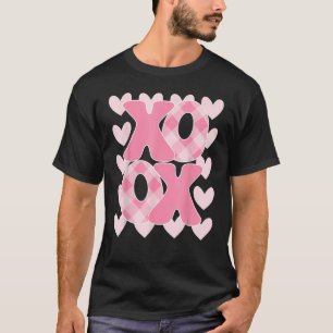 XoXo XoXo Valentine's Day Love Vibes Retro Checked T-Shirt