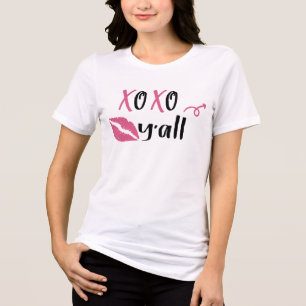 XOXO Y'all Modern Hugs And Kisses Valentine's Day Tri-Blend Shirt