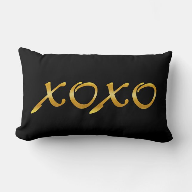 XOXO's in Gold & Black Lumbar Cushion (Front)