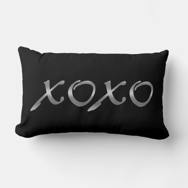 XOXO's in Silver & Black Lumbar Cushion (Front)