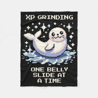 Xp Grinding Belly Slide Pixel Seal Retro Gamer Vib Fleece Blanket
