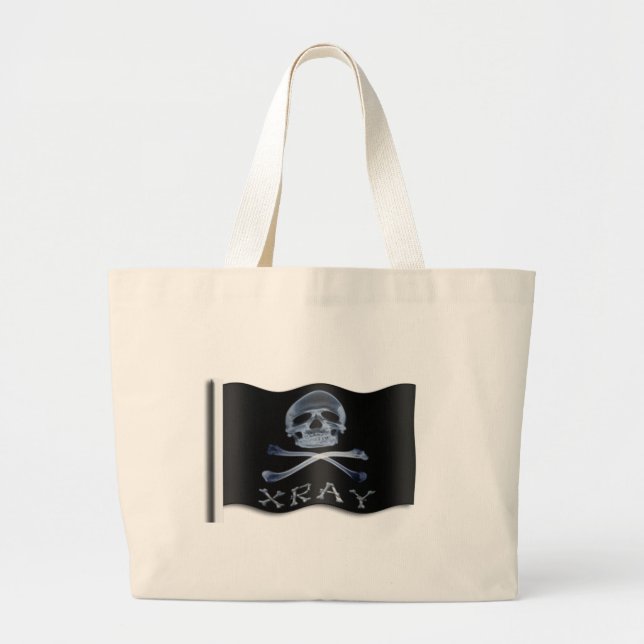 XRAY PIRATE Flag RADIOLOGY JOLLY ROGER Large Tote Bag (Front)