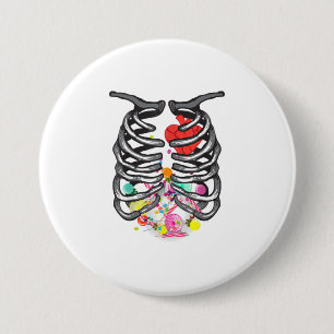 XRay Skeleton Candy Shirt Halloween Rib Cag 7.5 Cm Round Badge
