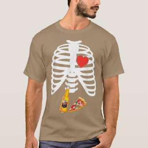 Xray Skeleton Rib Cage Beer Pizza Halloween Fastfo T-Shirt