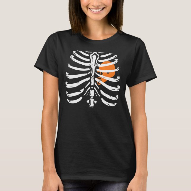 Xray Skeleton Rib Cage Football Fans Halloween Cos T-Shirt (Front)