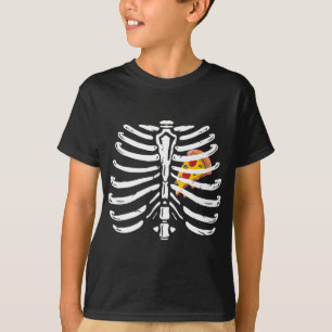 Xray Skeleton Rib Cage Pizza Lover Funny Halloween T-Shirt