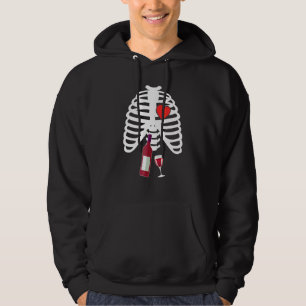 Xray Skeleton Rib Cage Wine Glass Halloween Drinki Hoodie