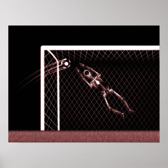 XRAY SKELETON SOCCER GOALIE RED POSTER (Front)