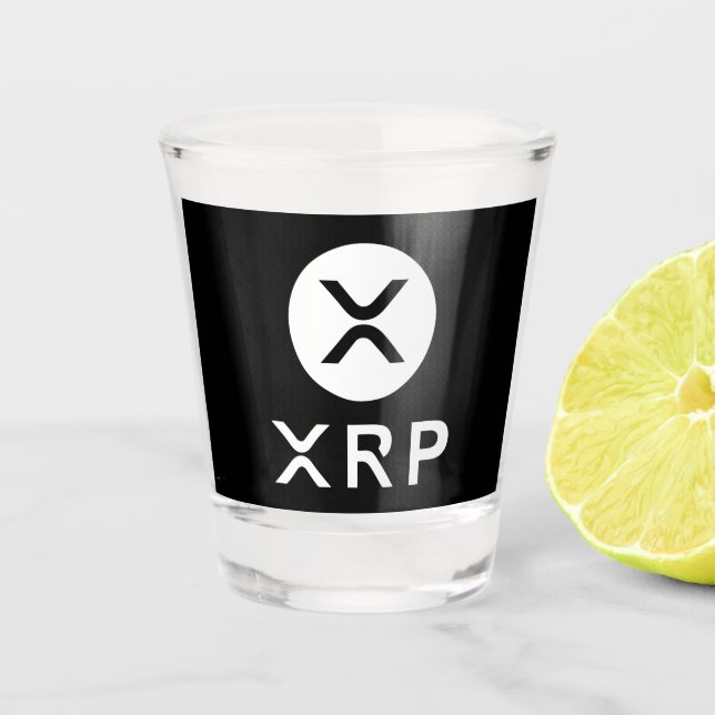 XRP Black and White Crypto Currency Party Shot Glass (Front)