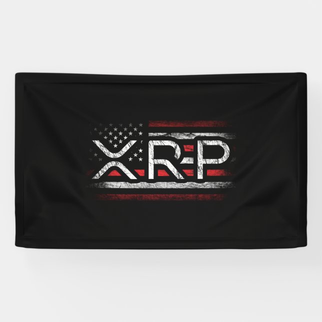 XRP Crypto Currency Cryptocurrency American Flag Banner (Horizontal)