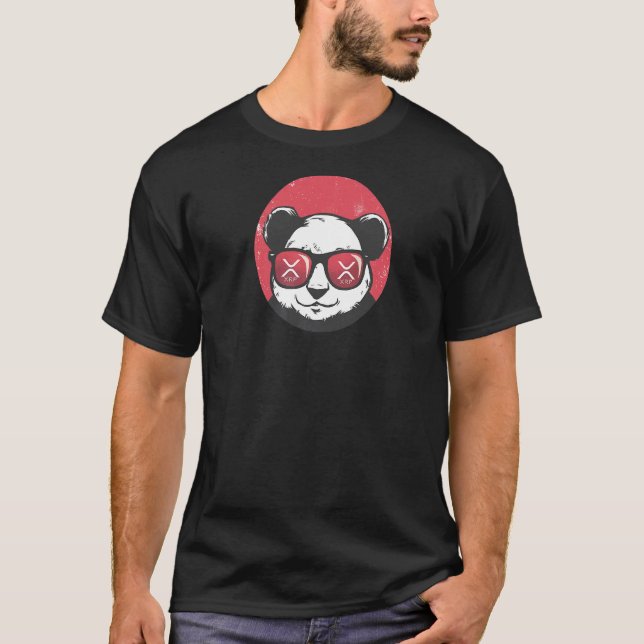 Xrp Cute Crypto Panda Sun Glasses Retro T-Shirt (Front)