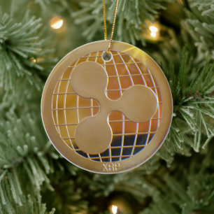 XRP Ripple Gold RoundOrnament Ceramic Tree Decoration