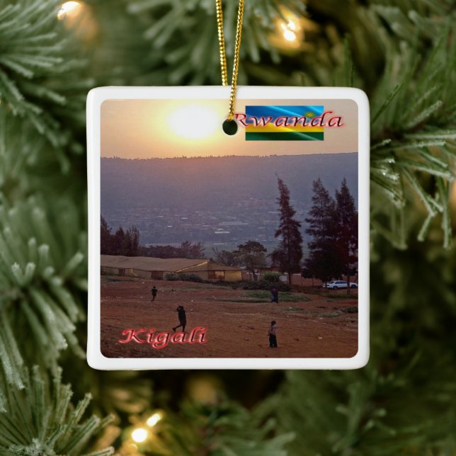 xRW006 KIGALI, Ruanda by Night, Ceramic Ornament (Tree)