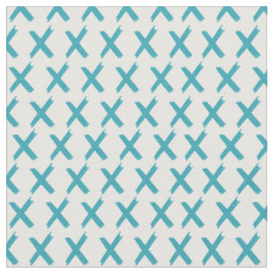 X's Allover - Pacific Blue on White Fabric