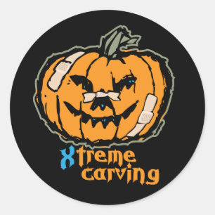 Xtreme Pumpkin Carving Classic Round Sticker