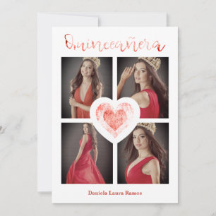 XV Años Español Photo Moderna Corazón Rojo Textura