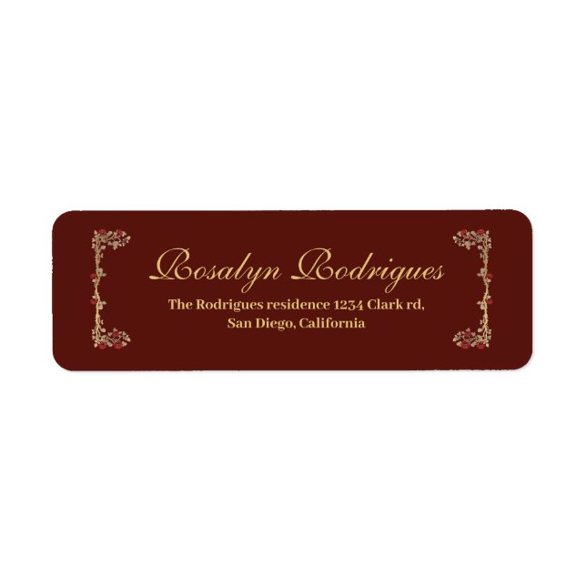 xv AÑOS Gold and Burgundy Red Rose Quinceañera (Front)