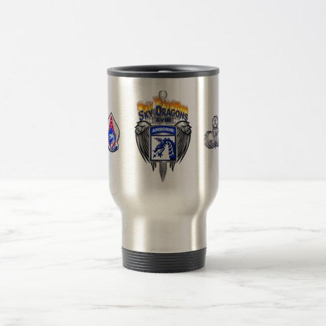 XVIII Airborne Corps Amazing Sky Dragons Travel Mug (Center)