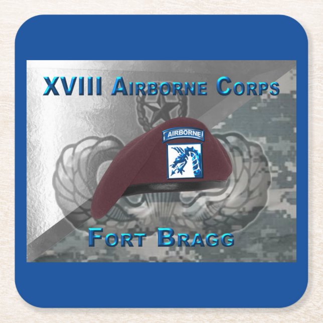 XVIII Airborne Corps Square Paper Coaster (Front)