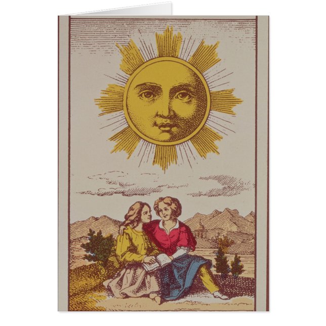XVIIII Le Soleil, French tarot card of the Sun (Front)