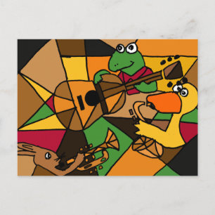 XX- Abstract Art Animals and Music Postcard