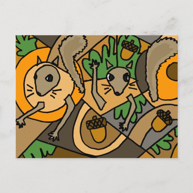 XX- Abstract Art Squirrels Postcard (Front)