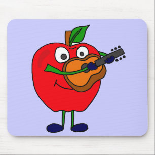 XX- Apple Playing Guitar Cartoon Mouse Mat