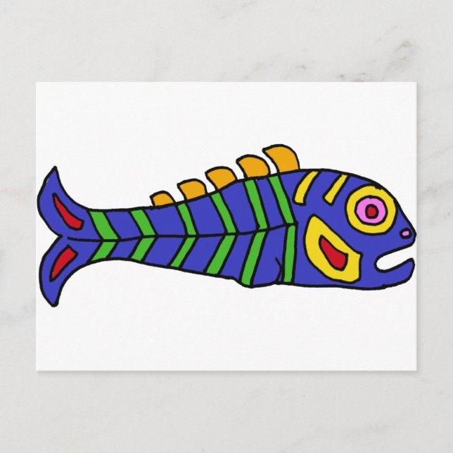 XX- Artistic Mexican Style Fish Art Postcard (Front)