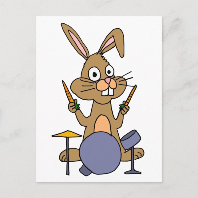 XX- Awesome Bunny Rabbit Playing Drums Postcard (Front)