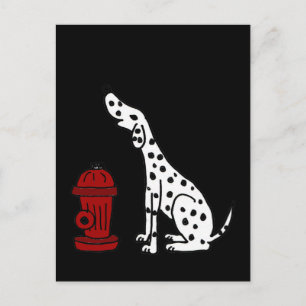 XX- Awesome Dalmatian Dog and Fire Hydrant Postcard