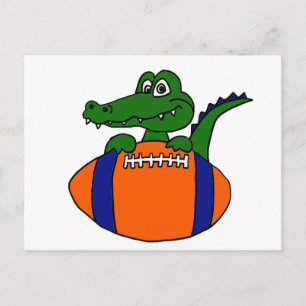 XX- Awesome Gator on a Football Cartoon Postcard