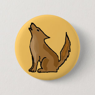 XX- Awesome Howling Coyote 6 Cm Round Badge