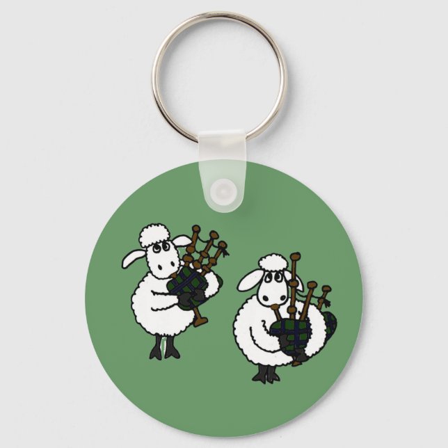 XX- Awesome Sheep Playing Bagpipes Key Ring (Front)